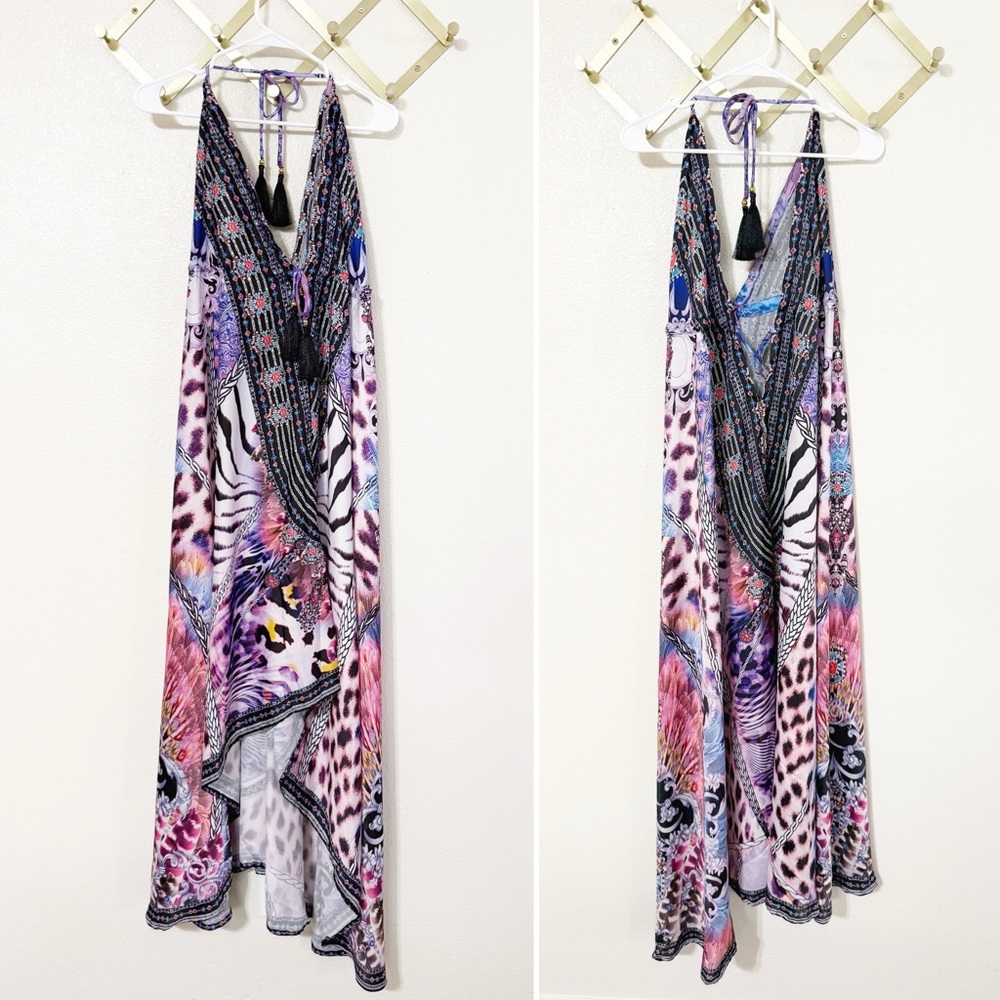 Ranee’s 691 Pink Purple Halter Printed Maxi Coverup Resort Swim Animal Dress - Picture 8 of 11